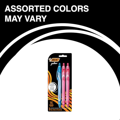BIC Gelocity Quick Dry Gel Pens with Vivid colors and Smooth Writing, 0.7 mm Medium Point, 12-Count in Assorted Ink