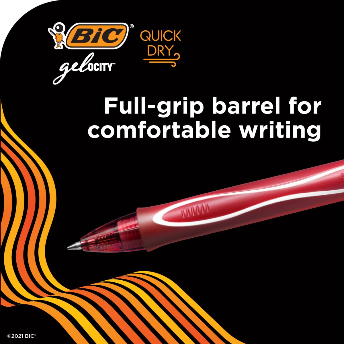 BIC Gelocity Quick Dry Gel Pens with Vivid colors and Smooth Writing, 0.7 mm Medium Point, 12-Count in Assorted Ink