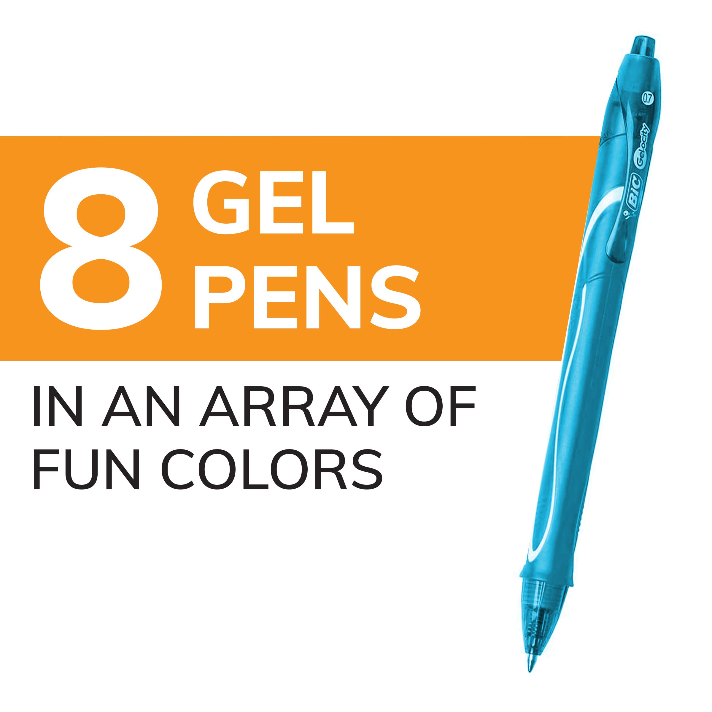 BIC Gelocity Quick Dry Gel Pens with Vivid colors and Smooth Writing, 0.7 mm Medium Point, 12-Count in Assorted Ink