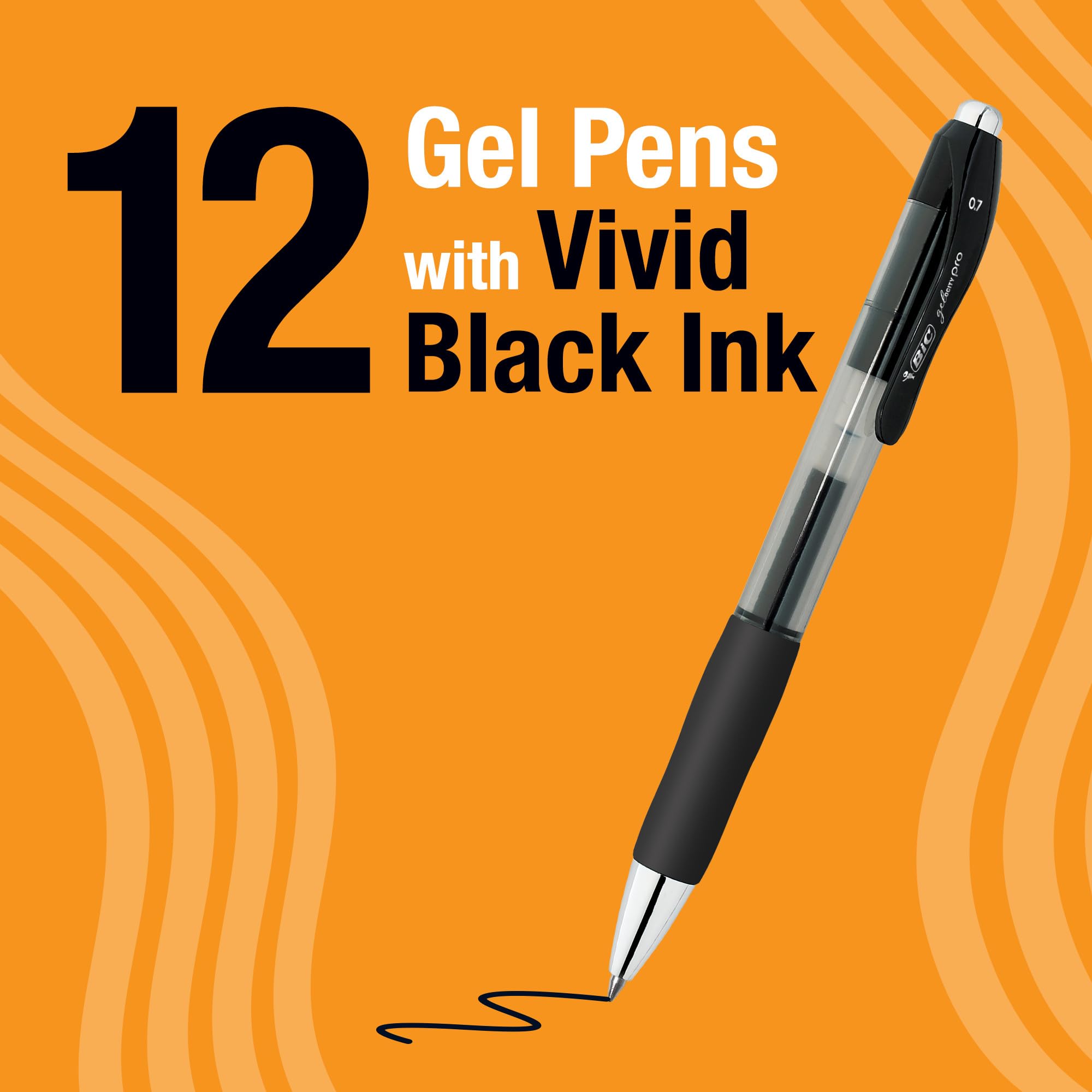 BIC Gelocity Quick Dry Gel Pens with Vivid colors and Smooth Writing, 0.7 mm Medium Point, 12-Count in Assorted Ink