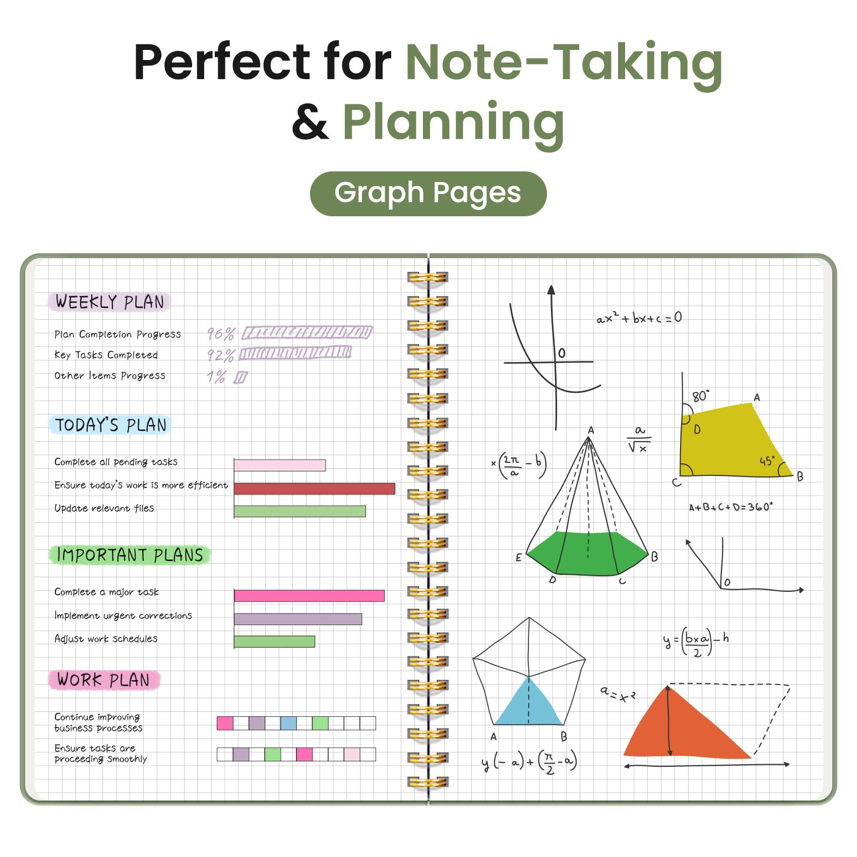 Lined Spiral Journal Notebook for Women & Men, 140 Pages, College Ruled Hardcover Notebook for Work & Note Taking, Journals for Writing, A5(6"x8") - Green