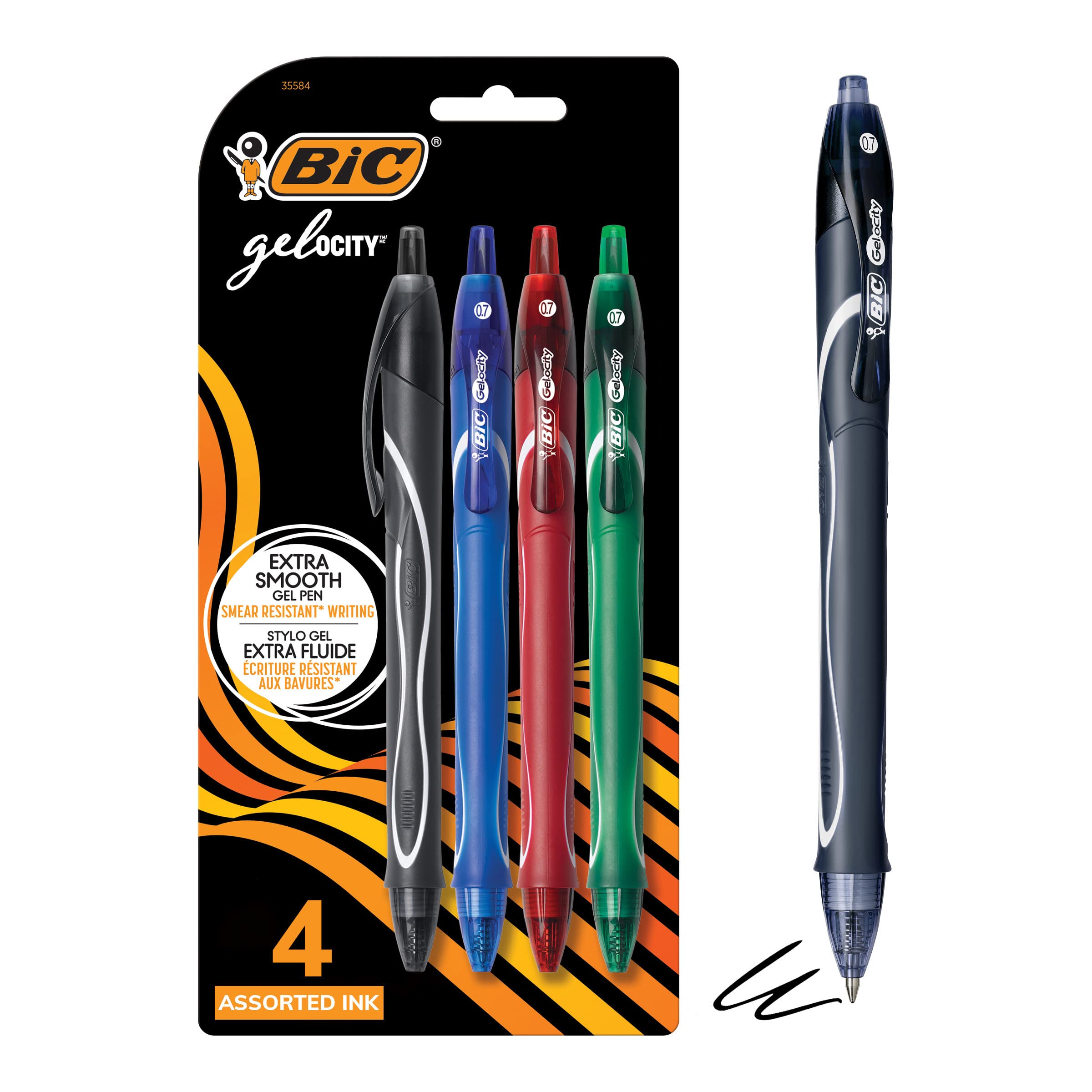BIC Gelocity Quick Dry Gel Pens with Vivid colors and Smooth Writing, 0.7 mm Medium Point, 12-Count in Assorted Ink