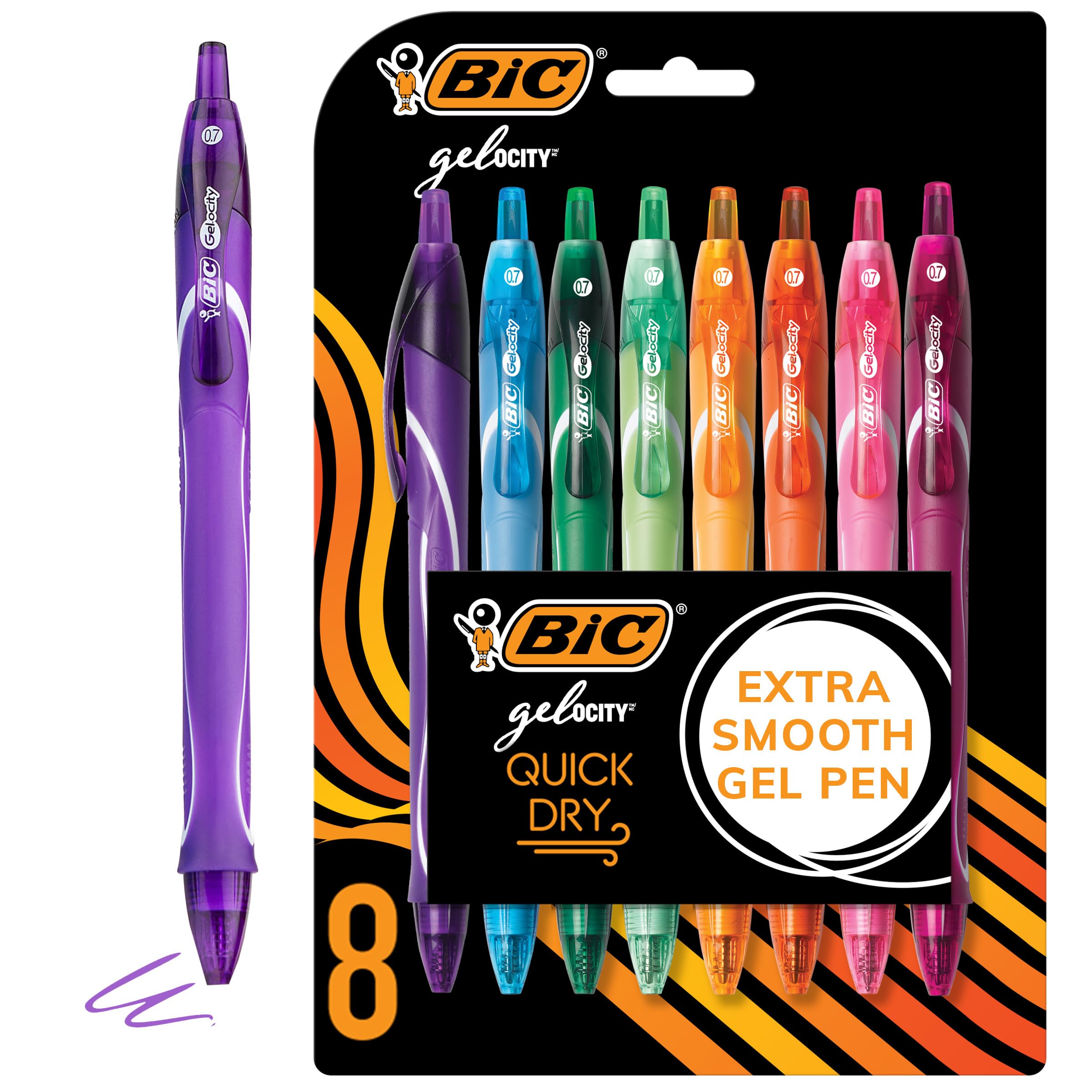 BIC Gelocity Quick Dry Gel Pens with Vivid colors and Smooth Writing, 0.7 mm Medium Point, 12-Count in Assorted Ink