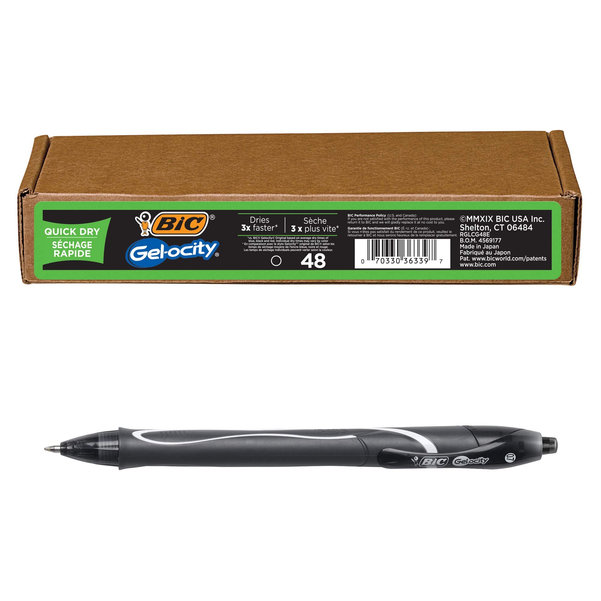 BIC Gelocity Quick Dry Gel Pens with Vivid colors and Smooth Writing, 0.7 mm Medium Point, 12-Count in Assorted Ink