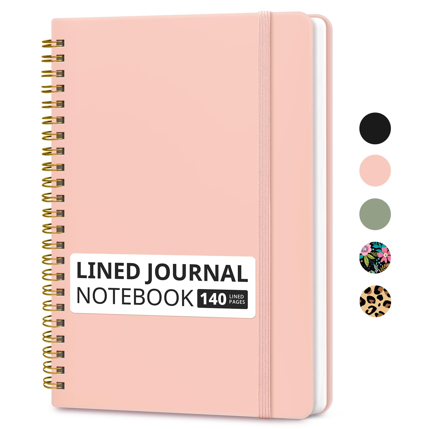 Lined Spiral Journal Notebook for Women & Men, 140 Pages, College Ruled Hardcover Notebook for Work & Note Taking, Journals for Writing, A5(6"x8") - Green