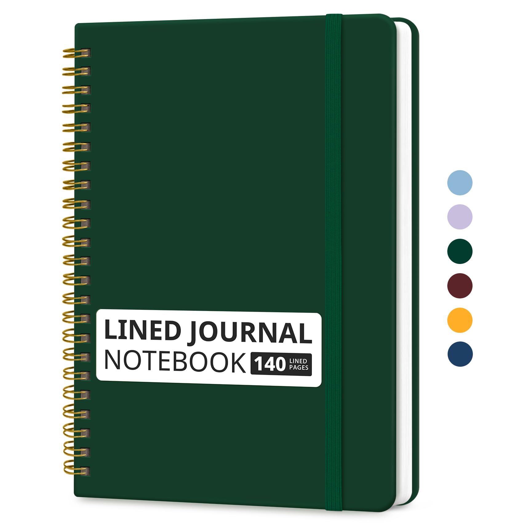 Lined Spiral Journal Notebook for Women & Men, 140 Pages, College Ruled Hardcover Notebook for Work & Note Taking, Journals for Writing, A5(6"x8") - Green